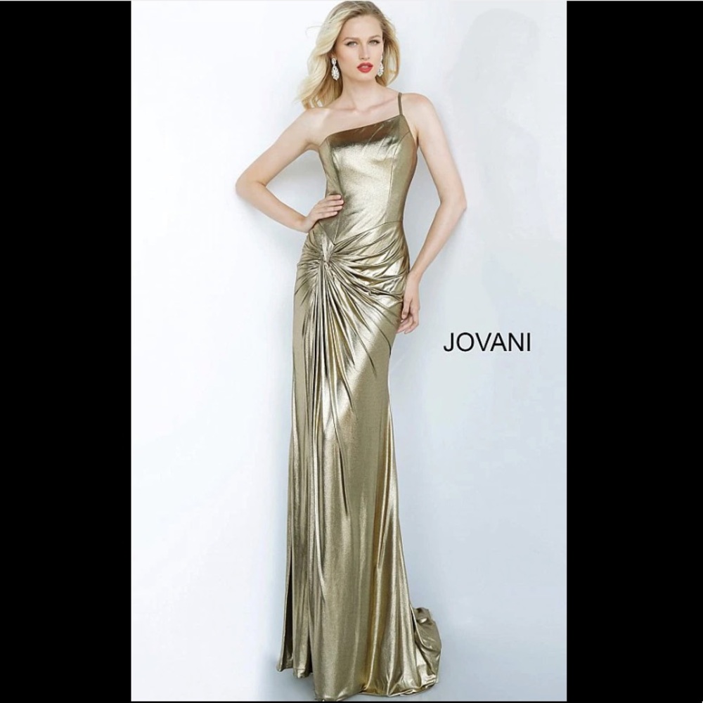 Silver metallic Jovani dress.